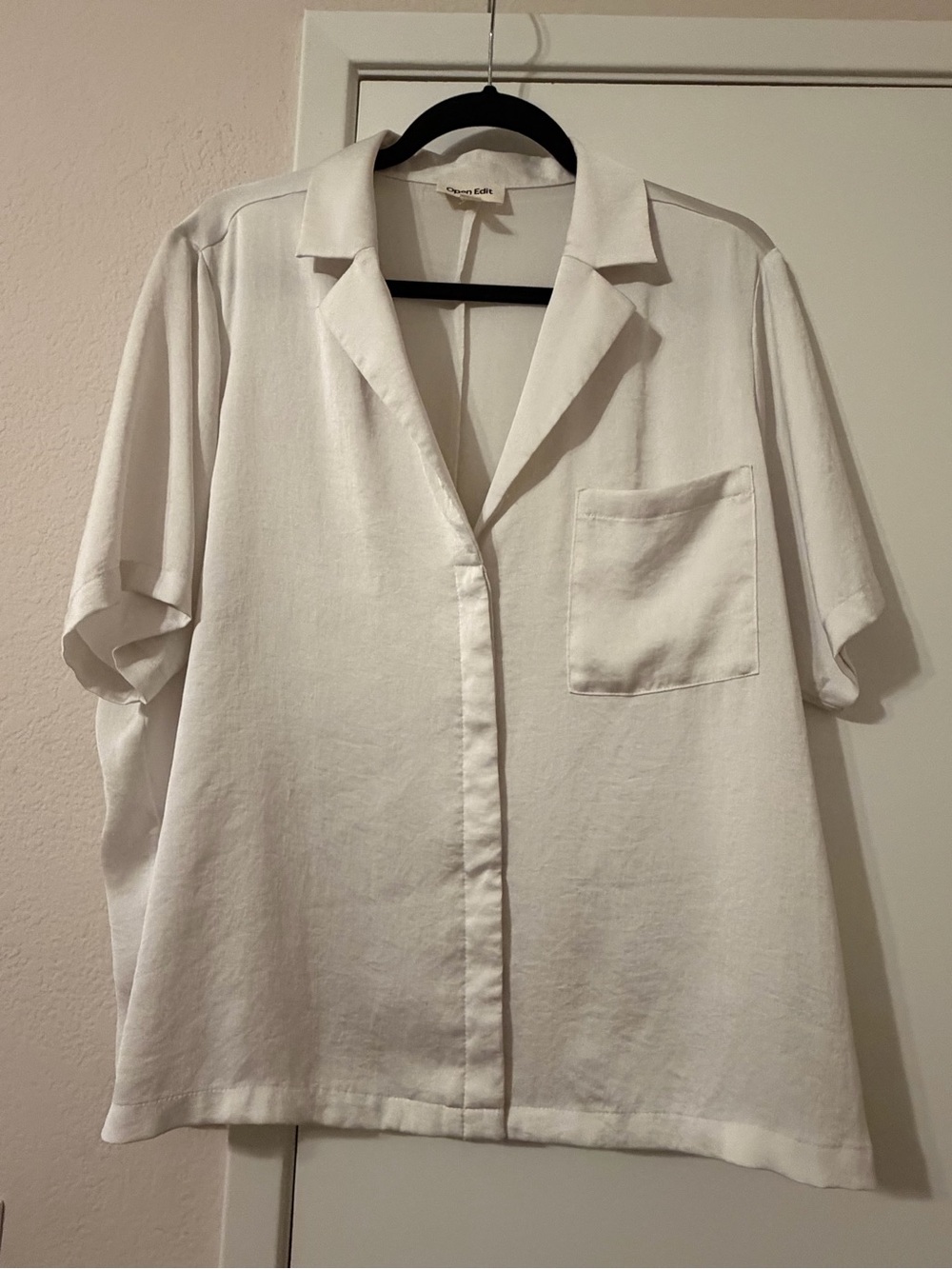 Open Edit Relaxed Satin Camp Shirt